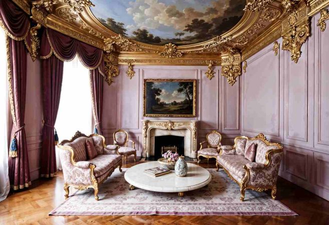 Salon somptueux d'un édifice historique, idéal pour illustrer une analyse du prix m2 château demeure de prestige.